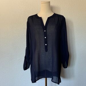 Tommy Bahama Coastal Gauze Sheer Top Navy size XL